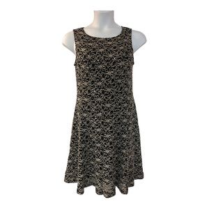 Connected Sequin Lace Stretch Black Gold Above Knee Night Out Party Floral Dress